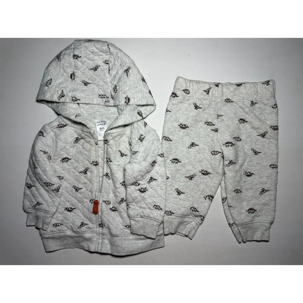 Carter’s Baby Boy 6M Football Dinosaur Outfit Lot Hoodie Pants 4 Pieces
